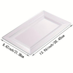 12pcs Silver Rim Rectangle Serving Trays Disposable Platters for Party