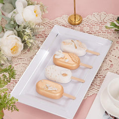 12pcs Silver Rim Rectangle Serving Trays Disposable Platters for Party