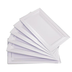 12pcs Silver Rim Rectangle Serving Trays Disposable Platters for Party