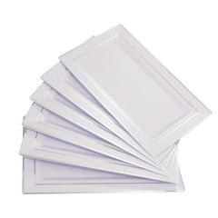 12pcs Silver Rim Rectangle Serving Trays Disposable Platters for Party