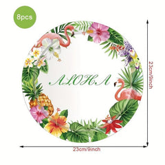20pcs Hawaii Party Tableware Flamingo Turtle Leaf Paper Plate Cup Napkin