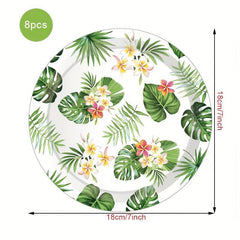 20pcs Hawaii Party Tableware Flamingo Turtle Leaf Paper Plate Cup Napkin