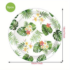 20pcs Hawaii Party Tableware Flamingo Turtle Leaf Paper Plate Cup Napkin