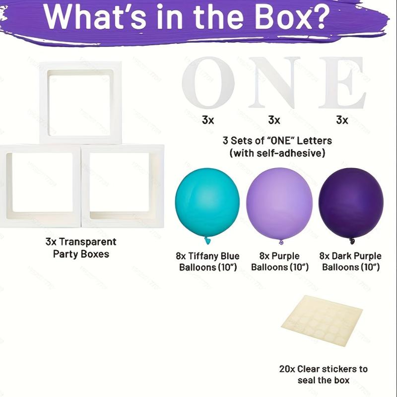 Purple Birthday Girl Decorates Transparent Box For 1 Year Old Photo