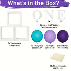 Purple Birthday Girl Decorates Transparent Box For 1 Year Old Photo