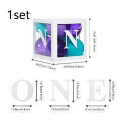 Purple Birthday Girl Decorates Transparent Box For 1 Year Old Photo