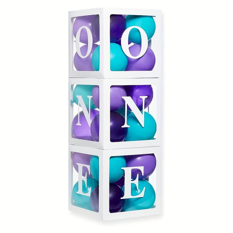 Purple Birthday Girl Decorates Transparent Box For 1 Year Old Photo