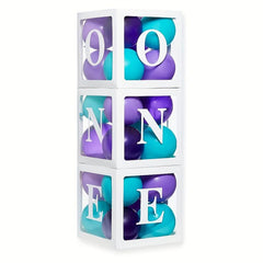 Purple Birthday Girl Decorates Transparent Box For 1 Year Old Photo