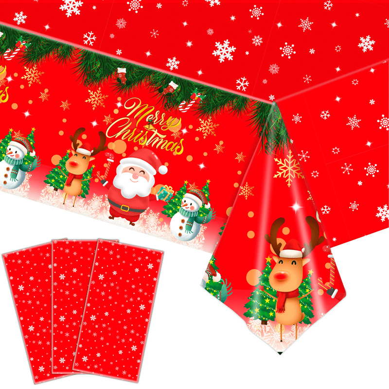 Christmas Snowman Tablecloth Disposable Tableware Decoration