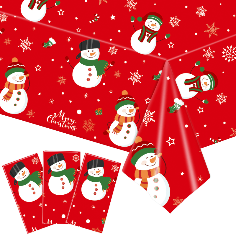 Christmas Snowman Tablecloth Disposable Tableware Decoration