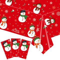 Christmas Snowman Tablecloth Disposable Tableware Decoration