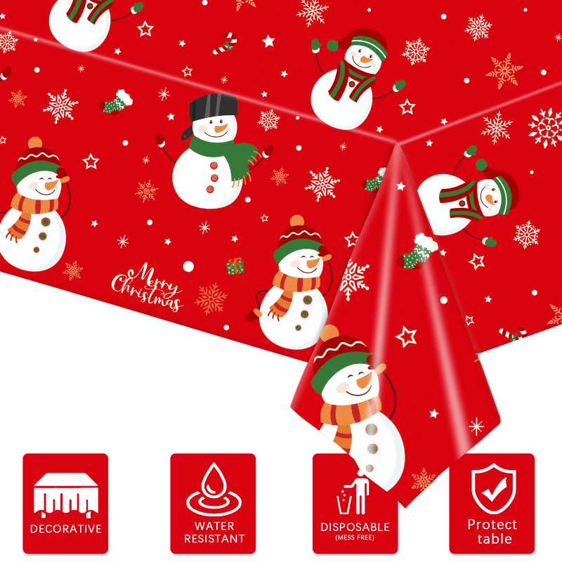 Christmas Snowman Tablecloth Disposable Tableware Decoration