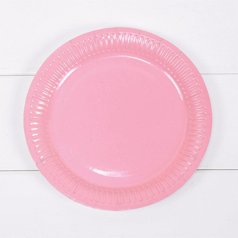 10pcs Colored Party Paper Plates Round Plates Set Sweet Party Birthday Picnic