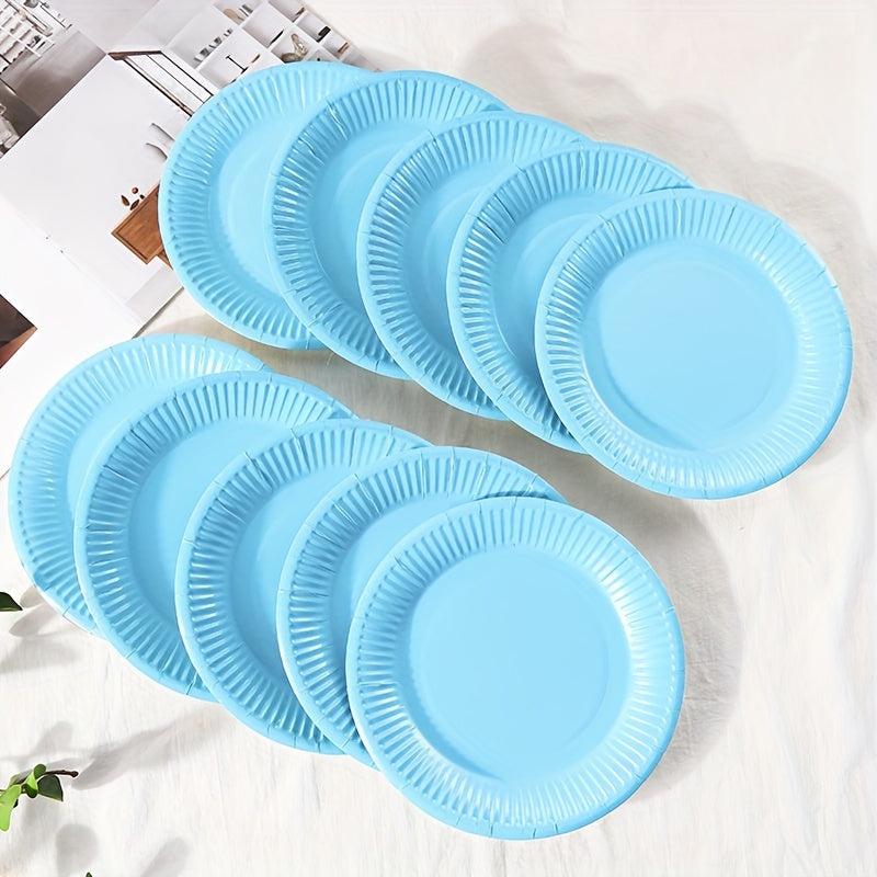 10pcs Colored Party Paper Plates Round Plates Set Sweet Party Birthday Picnic