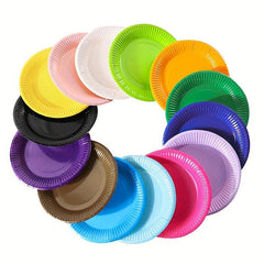 10pcs Colored Party Paper Plates Round Plates Set Sweet Party Birthday Picnic