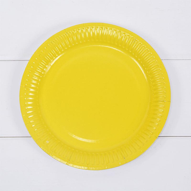 10pcs Colored Party Paper Plates Round Plates Set Sweet Party Birthday Picnic