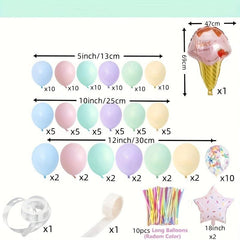 127pcs Macaron Ice Cream Balloon Set for Birthday Party Decoration