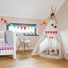 Colorful Linen Flags Pennant Birthday Bunting Banners Wall Hanging