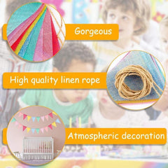 Colorful Linen Flags Pennant Birthday Bunting Banners Wall Hanging