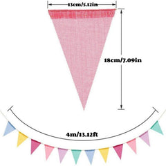 Colorful Linen Flags Pennant Birthday Bunting Banners Wall Hanging