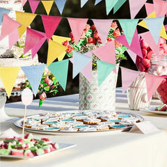 Colorful Linen Flags Pennant Birthday Bunting Banners Wall Hanging