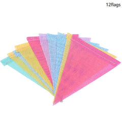Colorful Linen Flags Pennant Birthday Bunting Banners Wall Hanging