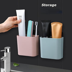 Bathroom Wall Storage Box Toilet Organizer Toothbrush Holder
