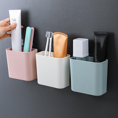 Bathroom Wall Storage Box Toilet Organizer Toothbrush Holder