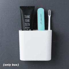 Bathroom Wall Storage Box Toilet Organizer Toothbrush Holder