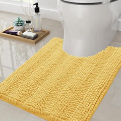 Chenille Stripe Toilet U Shaped Rug Soft Absorbent Bathroom Rug