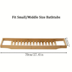 Expandable Bathtub Caddy Tray Rack Bamboo Wood Adjustable Reading Rack