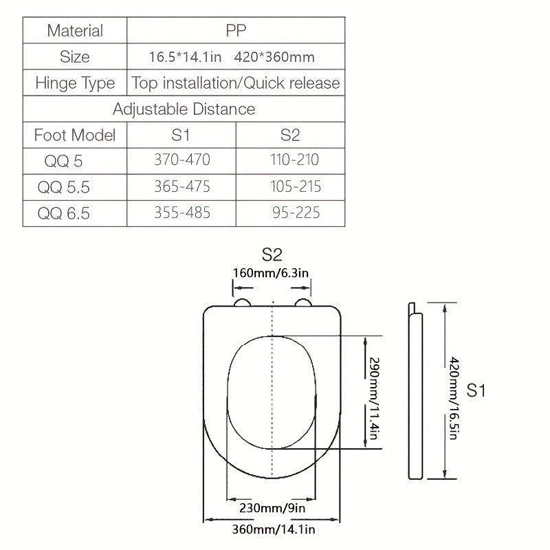 1pc Toilet Seat With Cover Plastic Toilet Seat With Lid Easy Installation