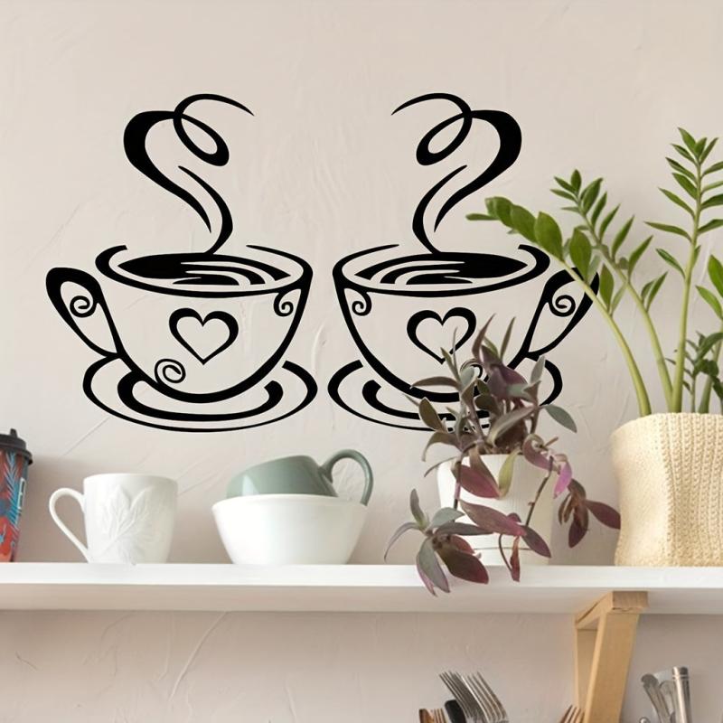 Coffee Cup Wall Sticker Decor for Home Bedroom Bathroom