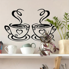 Coffee Cup Wall Sticker Decor for Home Bedroom Bathroom