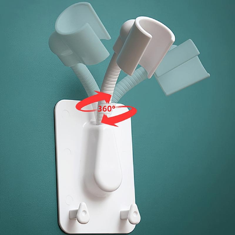 1ps Adjustable 360 Rotating Shower Rack Double Hook Shower Holder Bracket