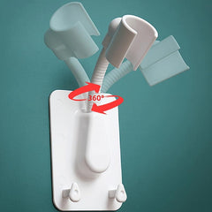 1ps Adjustable 360 Rotating Shower Rack Double Hook Shower Holder Bracket