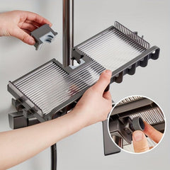 Wall Mounted Bathroom Storage Rack Shower Bar Hanging Shelf Organizer