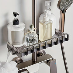 Wall Mounted Bathroom Storage Rack Shower Bar Hanging Shelf Organizer