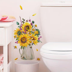 Sunflower Toilet Lid Decal Self Adhesive Wall Sticker Bathroom Decor