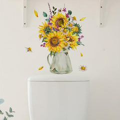 Sunflower Toilet Lid Decal Self Adhesive Wall Sticker Bathroom Decor