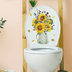 Sunflower Toilet Lid Decal Self Adhesive Wall Sticker Bathroom Decor