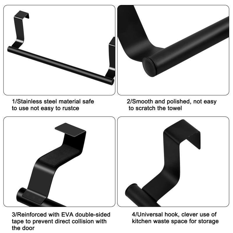 No Drill Over Door Towel Bar for Kitchen and Bathroom Organization
