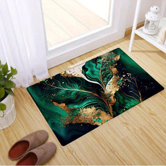 Flannel Marble Leaf Floor Rug Soft Plush Door Mat