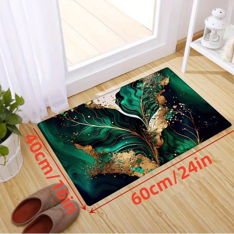 Flannel Marble Leaf Floor Rug Soft Plush Door Mat