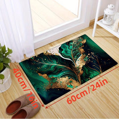 Flannel Marble Leaf Floor Rug Soft Plush Door Mat