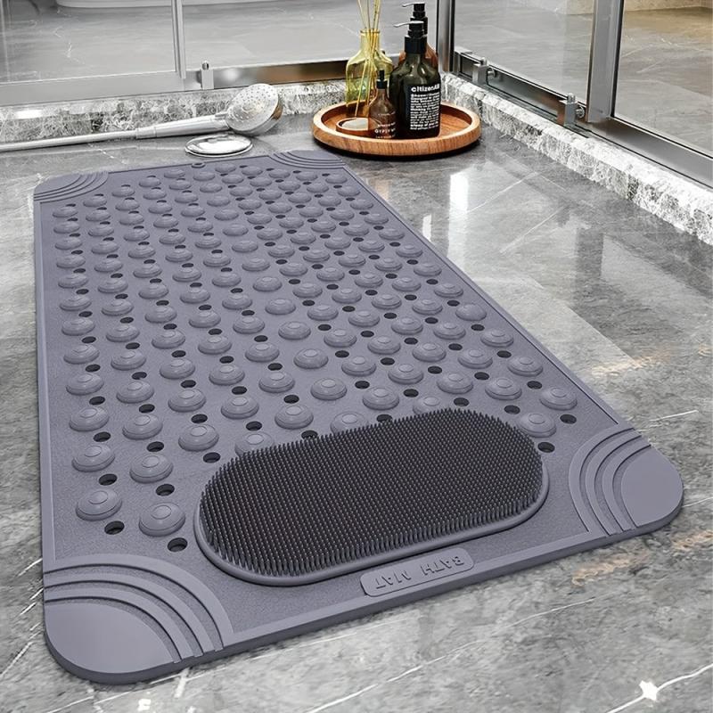 Anti-Slip Shower Stall Mat with Drain Holes and Suction Cups