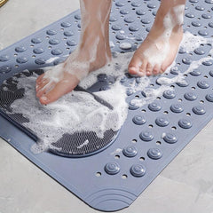 Anti-Slip Shower Stall Mat with Drain Holes and Suction Cups