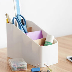 Wooden Desk Organizer Box Storage with 4 Compartments