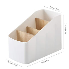 Wooden Desk Organizer Box Storage with 4 Compartments