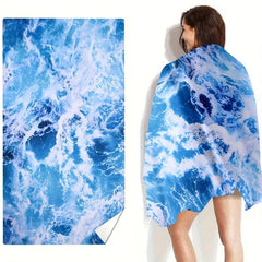 XL Microfiber Beach Towel Quick Dry Soft Absorbent Sea Wave Pattern